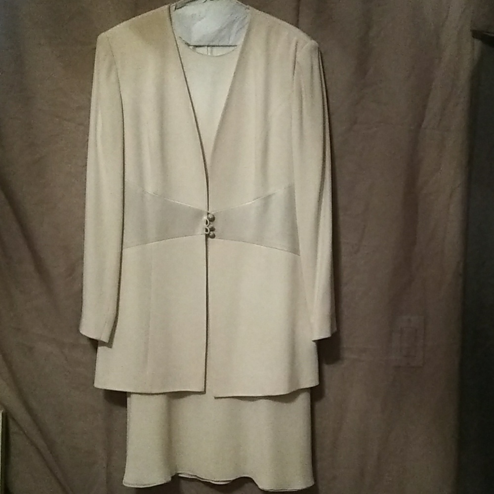 Rickie Freeman Silk Off White Suit